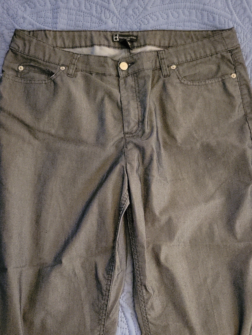 Silver Sheen Cropped Straight Leg Pants
